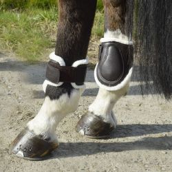 Synthetic leather and sheep skin fetlock boots